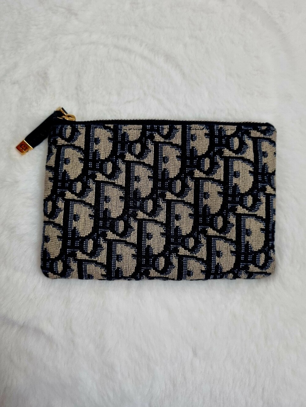 CHRISTIAN DIOR Oblique Zipped Card Holder Blue